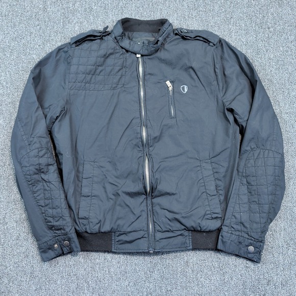 Ben Sherman Mod Harrington Bomber Jacket Medium Black Cotton Quilted Moto Style — photo 2